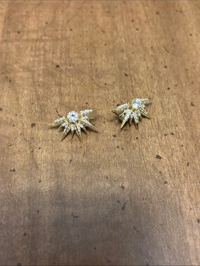 Gold Sunburst CZ Stud Earrings - Women's Jewelry